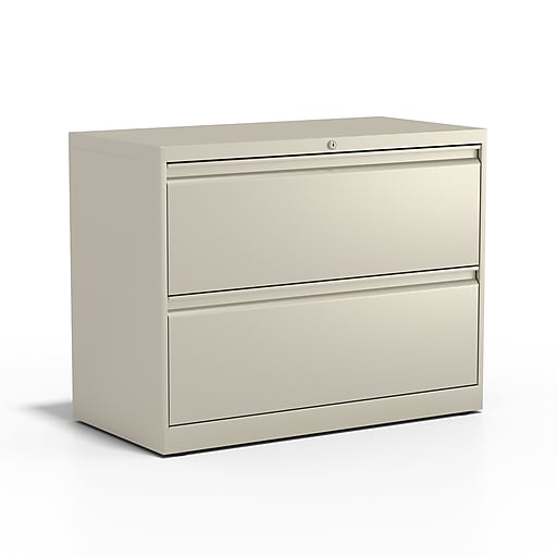 Staples Commercial 2 File Drawers Lateral File Cabinet, Locking, Putty/Beige, Letter/Legal, 36W (20052D)