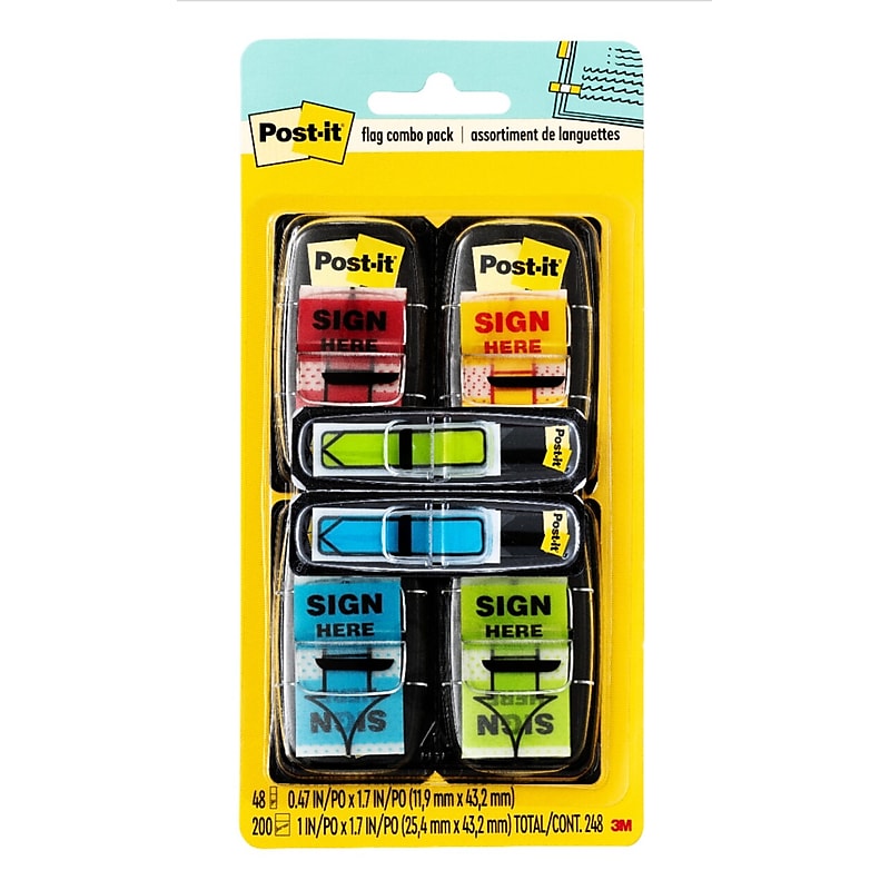Post-it 'Sign Here' Message Flags Value Pack, .94" Wide, Assorted Colors, 200 Flags/Pack plus Bonus Arrow Flags (680-SH4VA) image 1