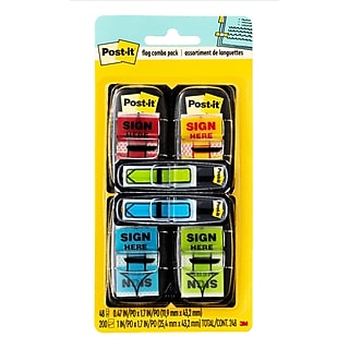 Post-it 'Sign Here' Message Flags Value Pack, .94" Wide, Assorted Colors, 200 Flags/Pack plus Bonus Arrow Flags (680-SH4VA)~#|#~04709C45-2439-45EE-98D10ED94AC77503_sc7