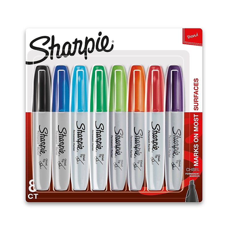 Sharpie Tank Permanent Marker, Chisel Tip, Assorted, 8/Pack (38250PP) image 1