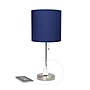 Simple Designs 19.5" LED Table Lamp, Brushed Steel/Navy Blue Shade (LT2024-NAV-CCLB)~#|#~04765A06-7935-4FA7-AFEFC14C9FAF4A99_sc7