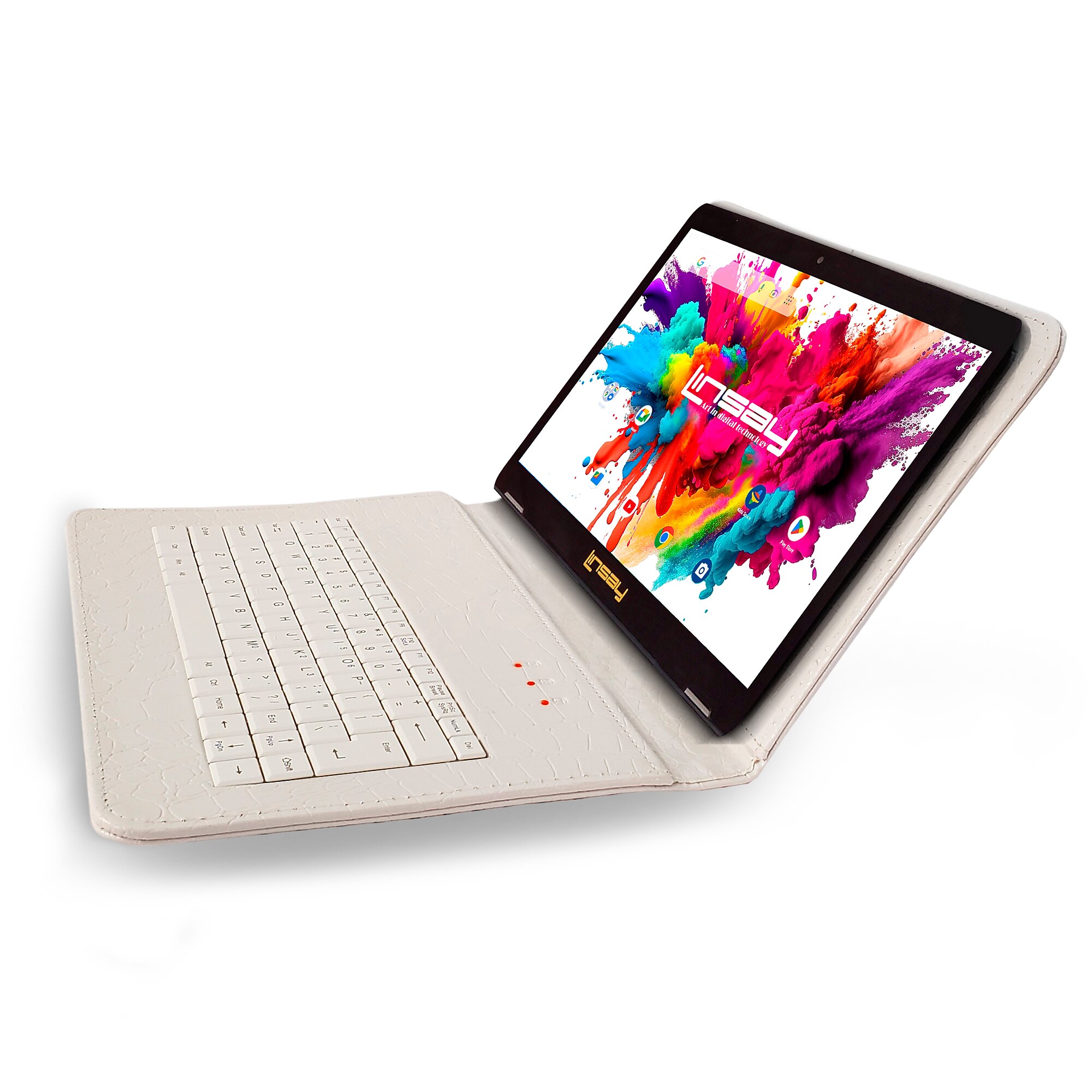 Linsay Octa Core 10.1″ Tablet, 128GB Storage, Android 15, Bundle with White Crocodile Style Keyboard (F10IPGKCOWHITE) Sansujyuku sansujyuku.com