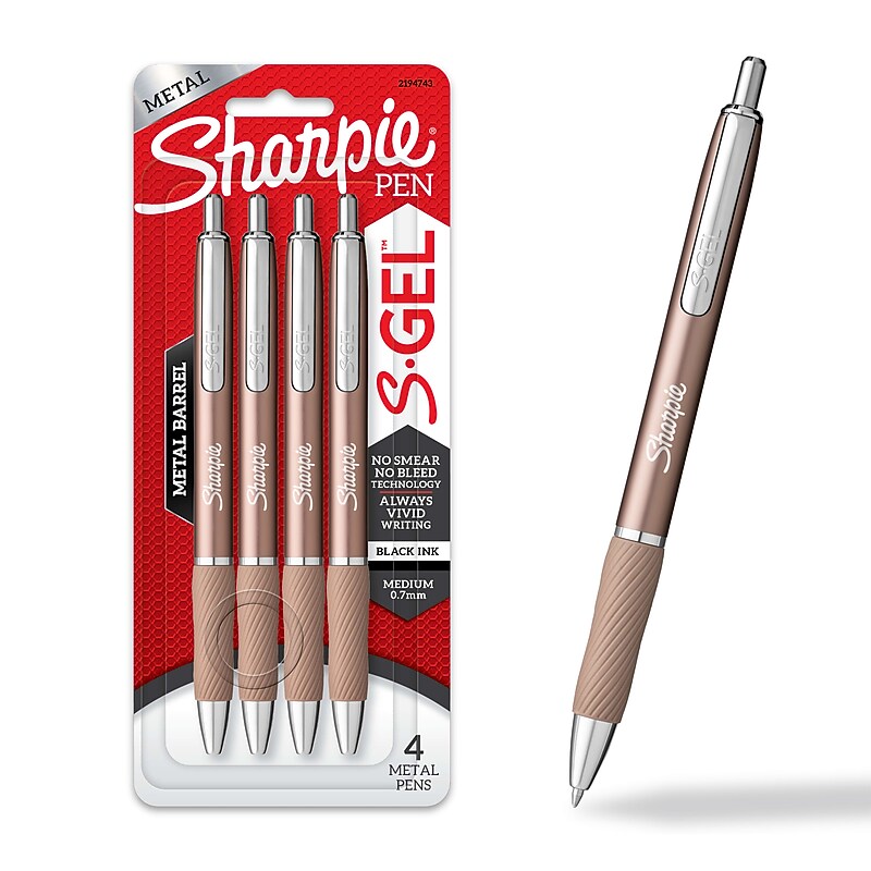 Sharpie S-Gel Erasable Gel Pen, Medium Point, Black Ink, 4/Pack (2194743) image 1