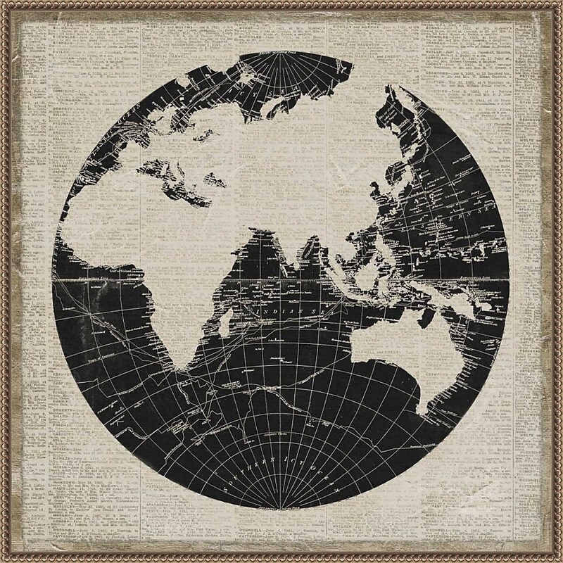 Amanti Art World News Map II by Elizabeth Medley Framed Canvas Wall Art Print, 30" x 30" (A42678299438) image 1