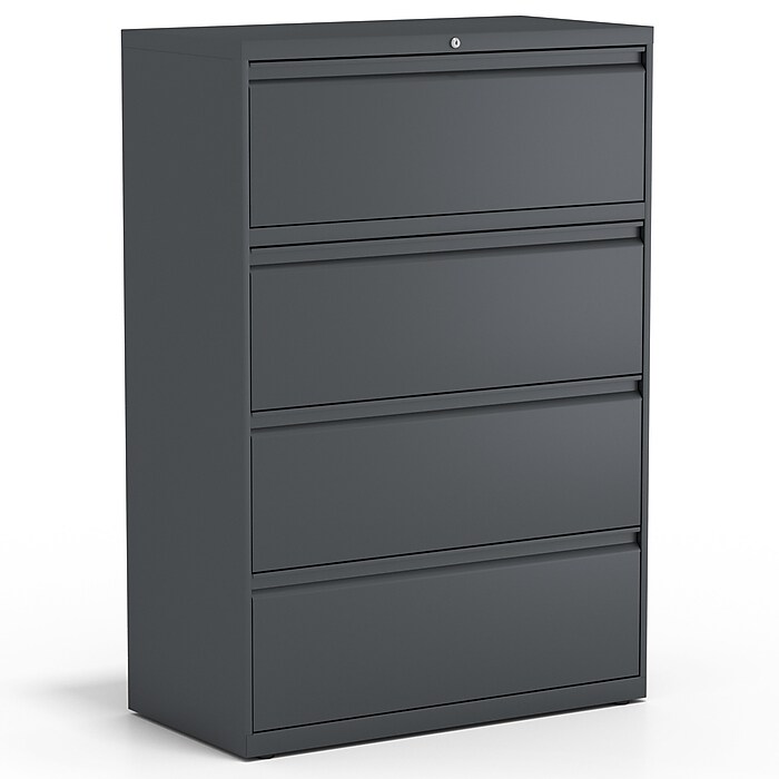 Staples Commercial 4 Drawer Lateral File Cabinet Letter Legal size Lockable 52.5 H x 36 W x 18.63 D Charcoal 60944 20886