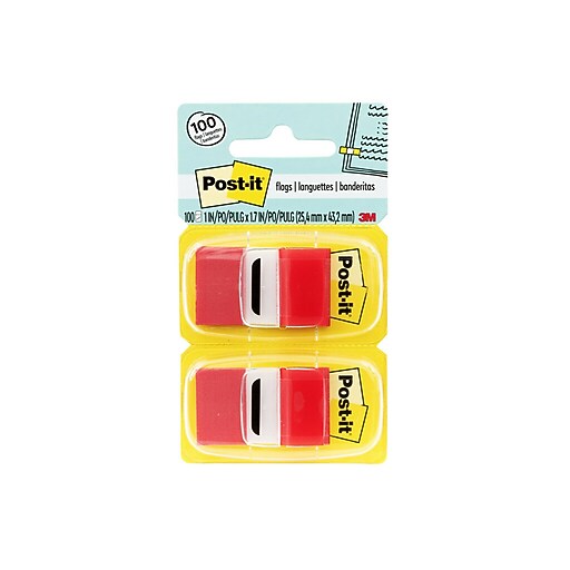Postit Flags Value Pack, 1" Wide, Red, 50 Flags/Dispenser, 12
