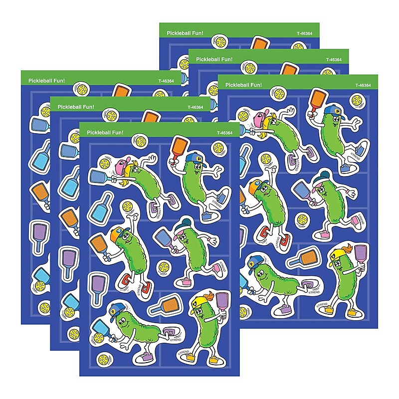 Trend Enterprises Pickleball Fun! superShapes Stickers - Large, Multicolored, 104/Pack, 6/Packs/Bundle (T-46364-6) image 1