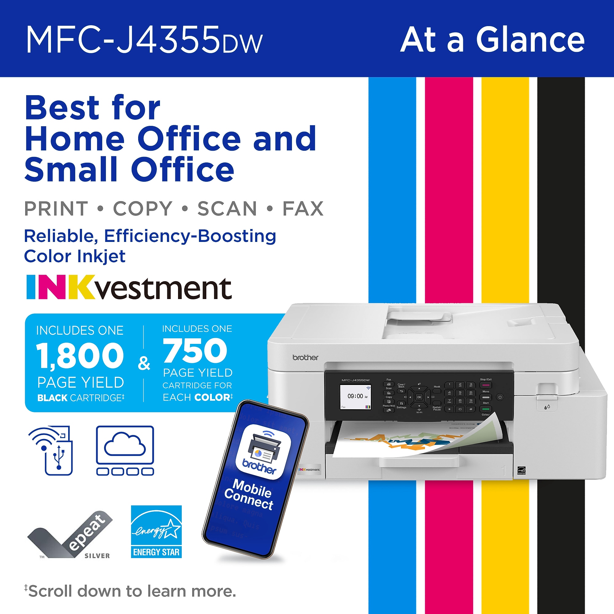 Brother INKvestment  MFC-J4355DW Wireless Color All-In-One Inkjet Printer, Best for Home Office Sansujyuku sansujyuku.com