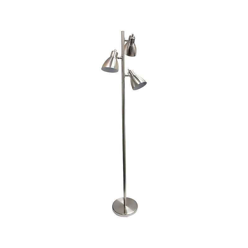 Creekwood Home Essentix 64" Brushed Nickel Floor Lamp with Cone Shades (CWF-3003-BN) image 1