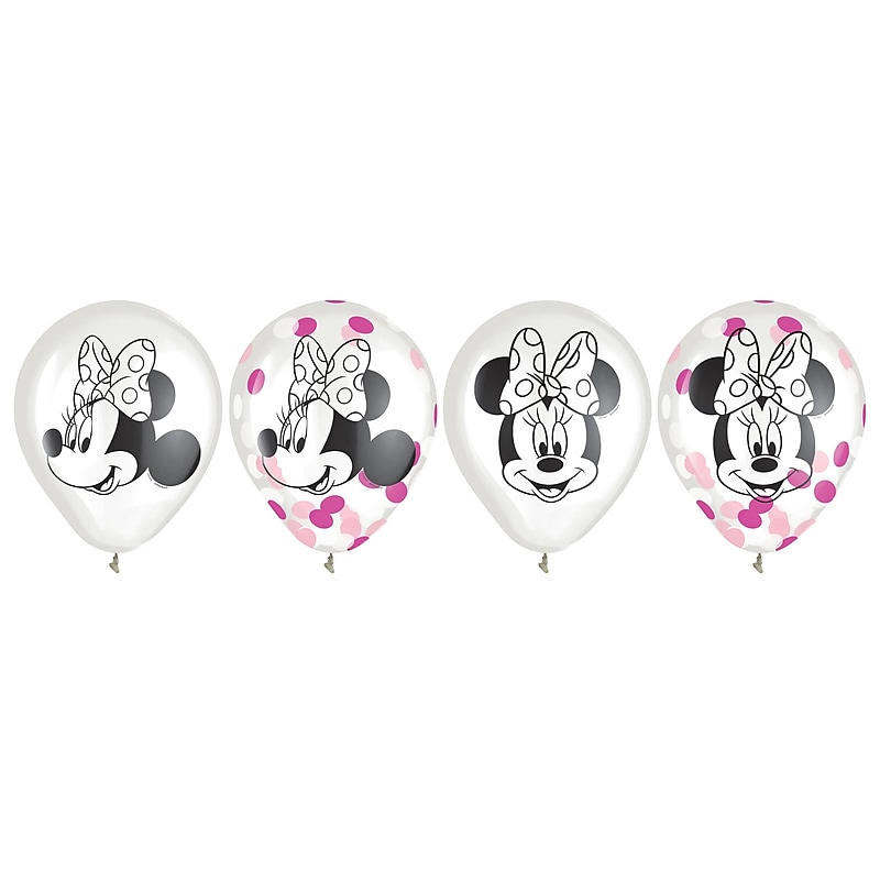 Party City 12" Minnie Mouse Forever Latex Confetti Balloons, 6/Pack (AM112492) image 1