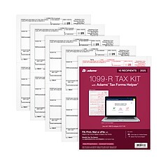 リスタ　サンプルセット Adams 2025 1099-R Tax Forms Kit, 5-Part, 2-Up, 10/Pack (STAX5R-25