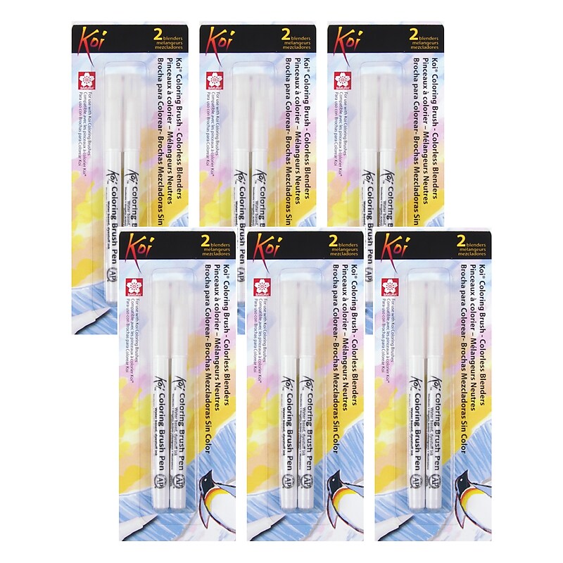 Sakura Koi Watercolor Coloring Brush Pen, Colorless Blenders, 2 Per Pack, 6 Packs (SAKXBRBLEND-6) image 1