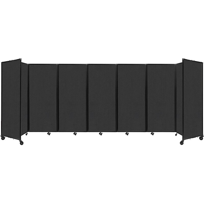 Versare The Room Divider 360 Freestanding Folding Portable Partition, 82"H x 234"W, Black Fabric (1182702) image 1