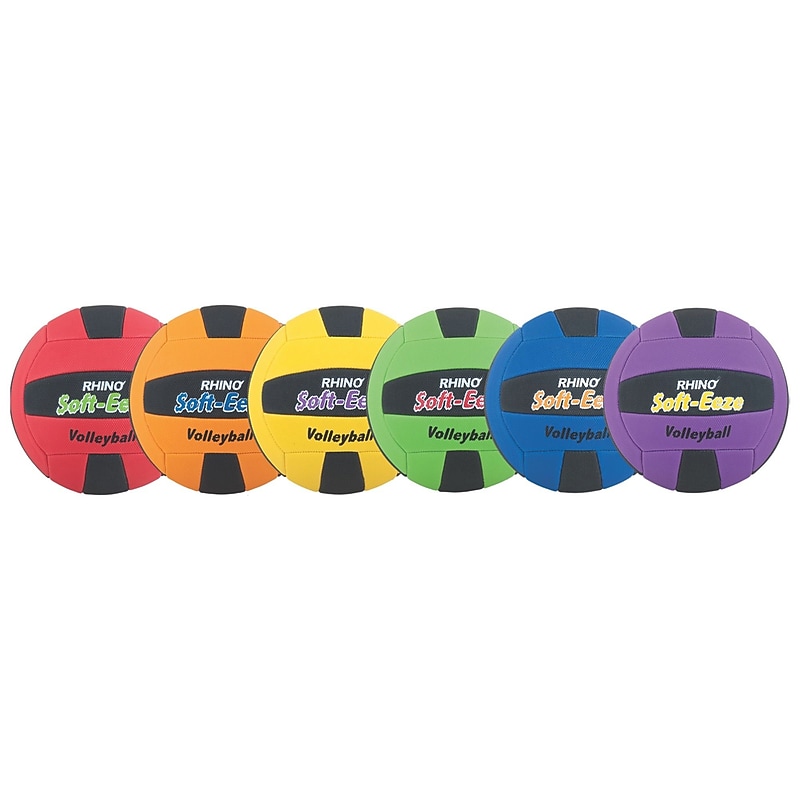 Champion Sports Rhino Softeeze Vinyl Volleyball Set, Assorted Colors, 6/Set (CHSRS2SET) image 1