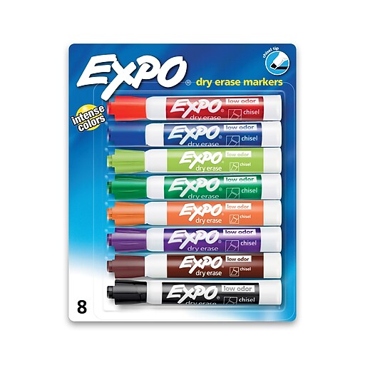 Expo Dry Erase Markers, Chisel Tip, Assorted, 8/Pack (80678) Staples