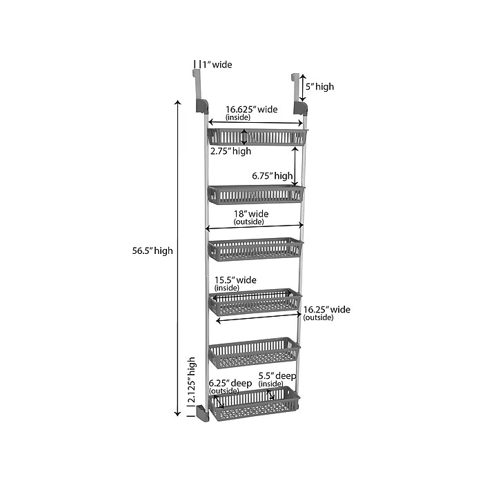 Household Essentials 6-Shelf Plastic Over-the-Door Storage Rack