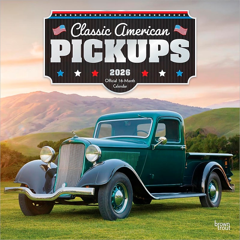 2026 BrownTrout Classic American Pickups 12" x 12" Monthly Wall Calendar (9798330701353) image 1
