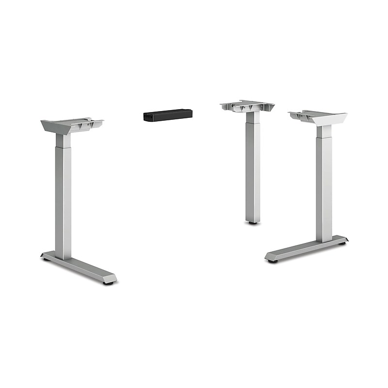 HON Coordinate Height Adjustable Base, 2 Stage, 3 Legs, Silver Finish image 1