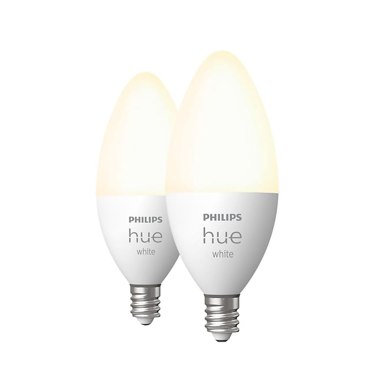 Philips Hue 40W Equivalent Candle LED Smart Light Bulb, Soft White, 2/Pack (548289) image 1