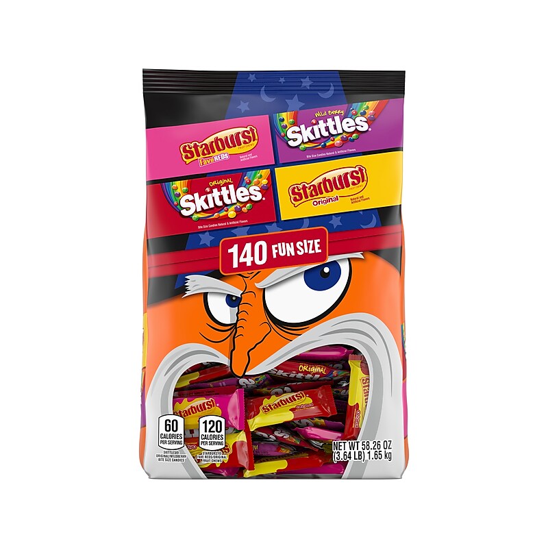Skittles & Starburst Assorted Halloween Candy Bulk Bag, 58.26 oz., 140 Pieces/Bag (462825) image 1