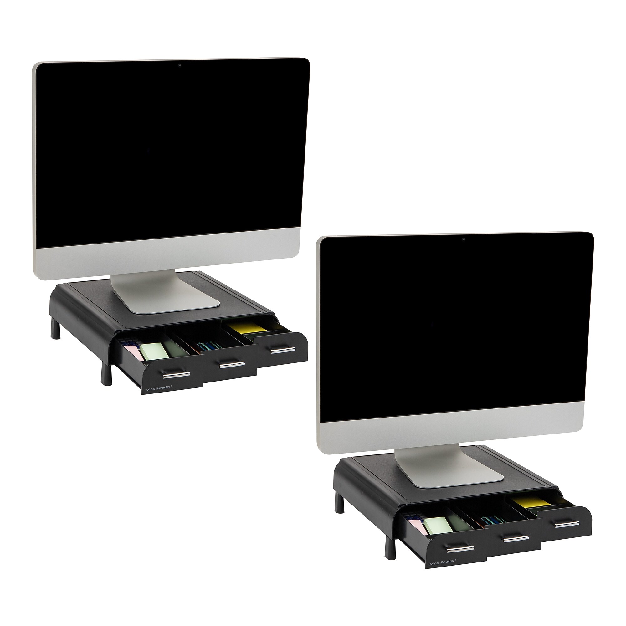 Mind Reader Monitor Stand and Desktop Organizer, Up to 22″ Monitor, Black, 2/Pack (2MONSTA3D-BLK) Simolary simolary.com