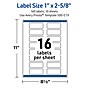Avery Laser/Inkjet Rectangle Multipurpose Labels, 1" x 2-5/8", White, 160/Pack (S00ETX)~#|#~050459A7-83F1-406C-BFE65B1911AC7594_sc7