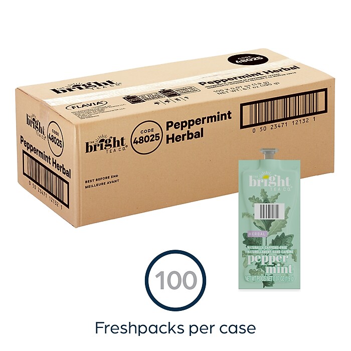The Bright Tea Co. Peppermint Tea, Flavia Freshpacks, 100/Carton