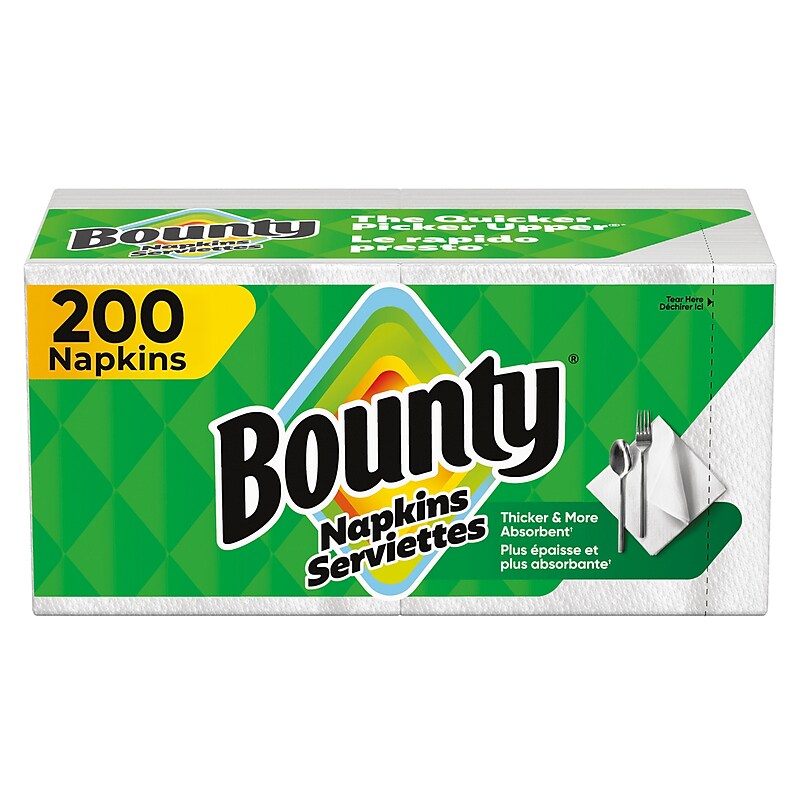 Bounty Quilted Napkin, 1-ply, White, 200 Napkins/Pack (34885.) image 1