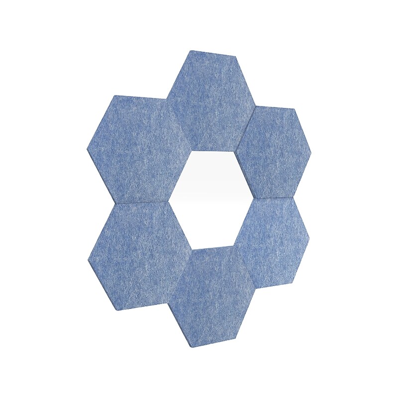 Luxor Reclaim Stick-On Decorative Acoustic Panels, 11"H x 9.5"W, Light Blue PET, 6/Pack (RCLMHEX005) image 1