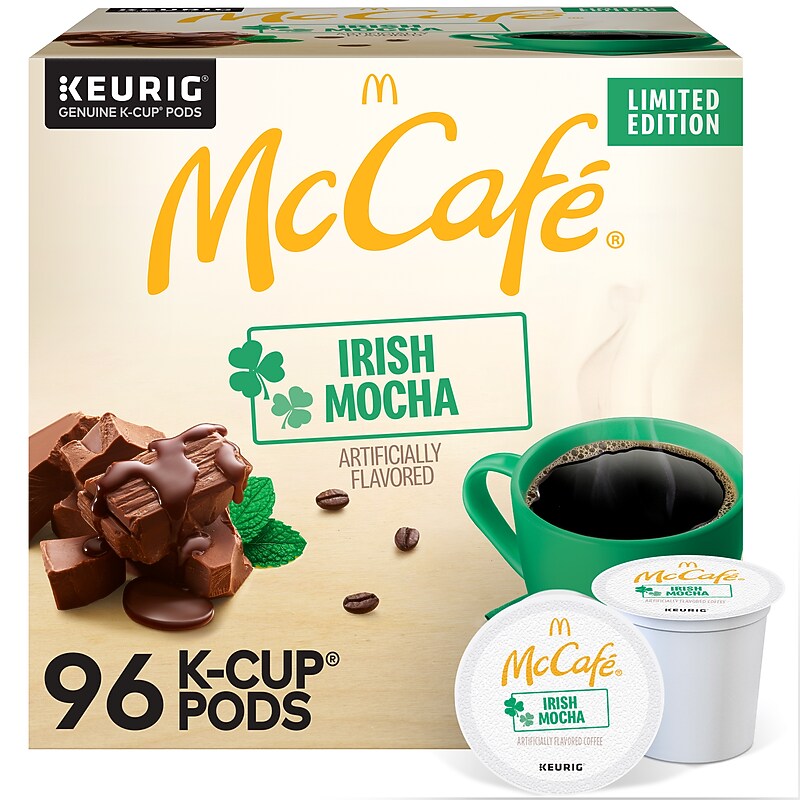 McCafe Irish Mocha Caffeinated Hot & Iced Coffee Keurig® K-Cup® Pods, Light Roast, 96/Box (5000365843CT) image 1
