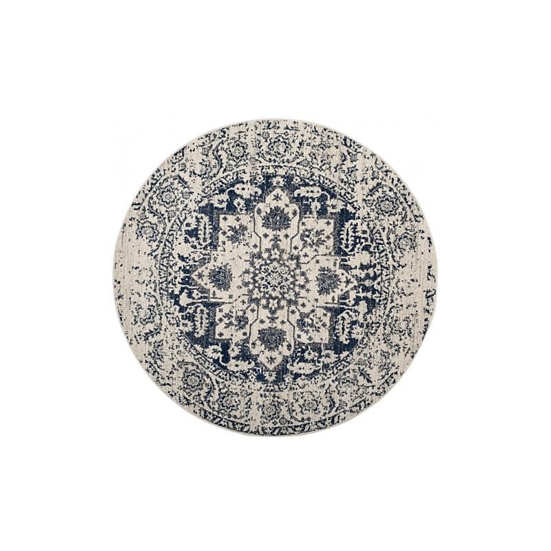 Safavieh Madison Collection 4' Round Indoor Area Rug, Machine Made, Cream/Navy (MAD603D-4R) image 1