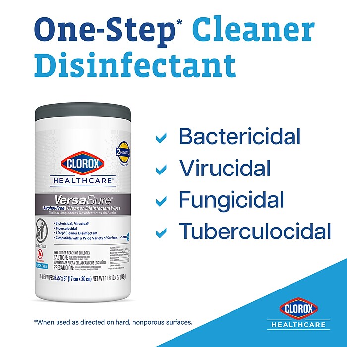 Clorox Healthcare VersaSure Cleaner Disinfectant Wipes, 85 Wipes