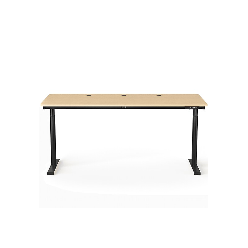 VersaDesk PowerLift 72"W Electric Rectangular Adjustable Standing Desk, Maple/Black (PLSDR7230BMAPP) image 1
