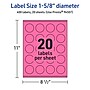 Avery Round Laser/Inkjet Multipurpose Labels, 1-5/8" Dia, Bright Pink (400/Pack)~#|#~051FB70F-D6C4-4715-B46524CBC2585231_sc7