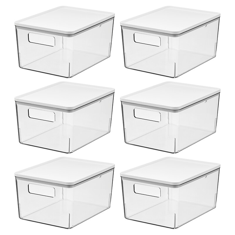 iDESIGN Small Stackable Plastic Storage Bin, Clear, 6/Pack (28088M6) image 1
