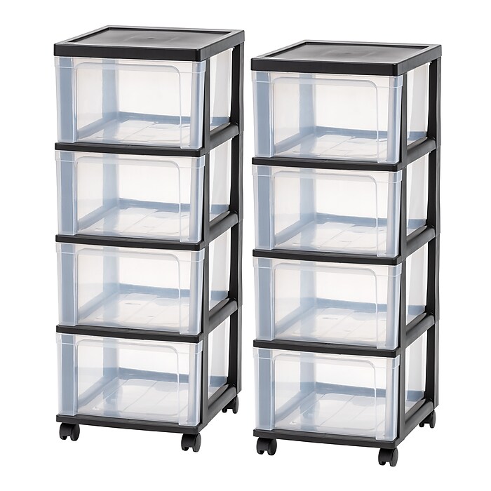 Iris Narrow Chest, 4 Drawer, Black, 2/Pack (575002) | Staples
