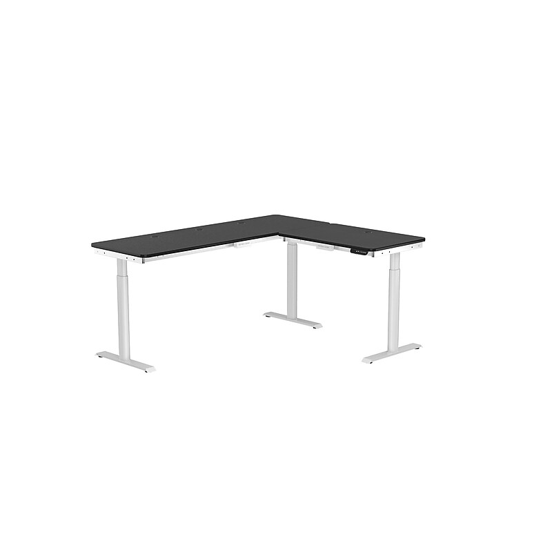 VersaDesk PowerLift 60"W Electric L-Shaped Adjustable Standing Desk, Black/White (PLLSD7260-WB-APP) image 1