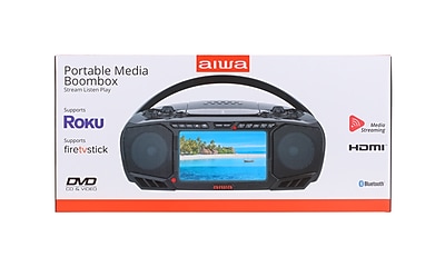 Aiwa Wireless Bluetooth Portable Media Boombox, Black (AI7001-BLK-STK-2) Sansujyuku sansujyuku.com