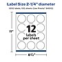 Avery Laser/Inkjet Round Multipurpose Labels, White, 12 Labels/Sheet, 100 Sheets/Pack (94510-WGP100)~#|#~05453AD3-20C9-436E-A329DD412EB6B754_sc7