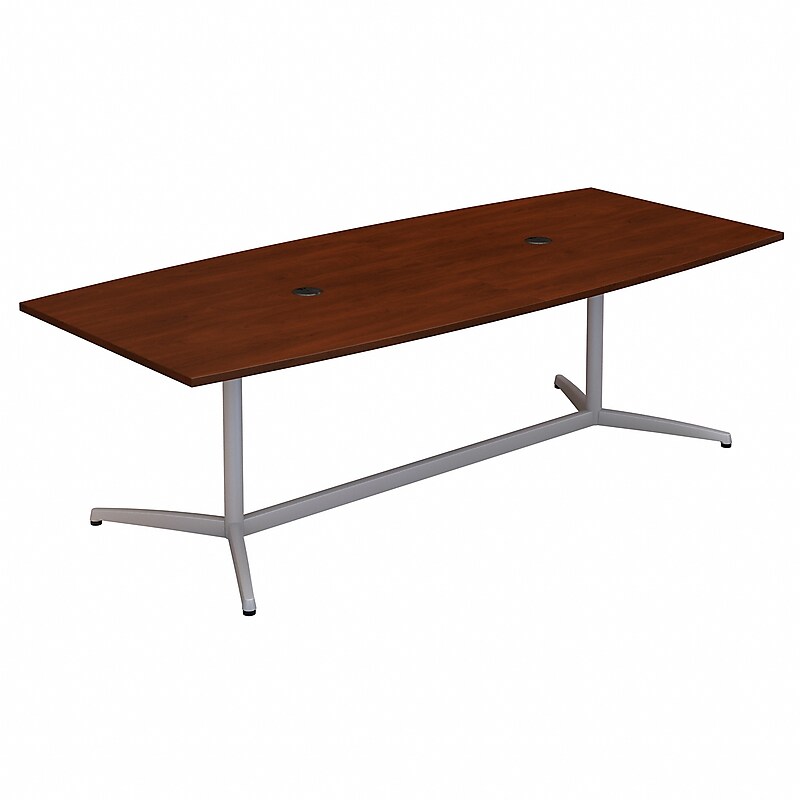 Bush Business Furniture 96W x 42D Boat Shaped Conference Table with Metal Base, Hansen Cherry (99TBM96HCSVK) image 1