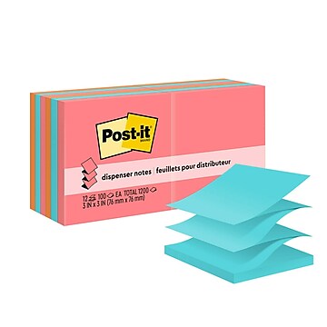Post-it Pop-up Notes, 3" x 3", Poptimistic Collection, 100 Sheets/Pad, 12 Pads/Pack (R330-12AN)