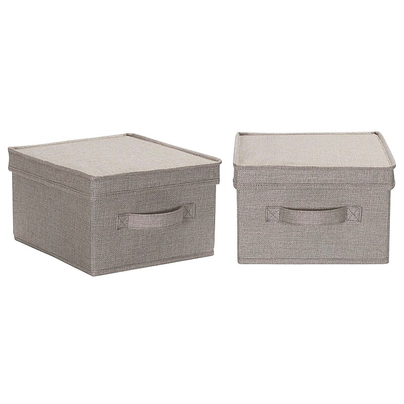 Household Essentials Medium Stackable Folding Fabric Storage Bin, 6" x 10"x 11", 11.42 Qt., Gray, 2/Pack (7411-1) image 1