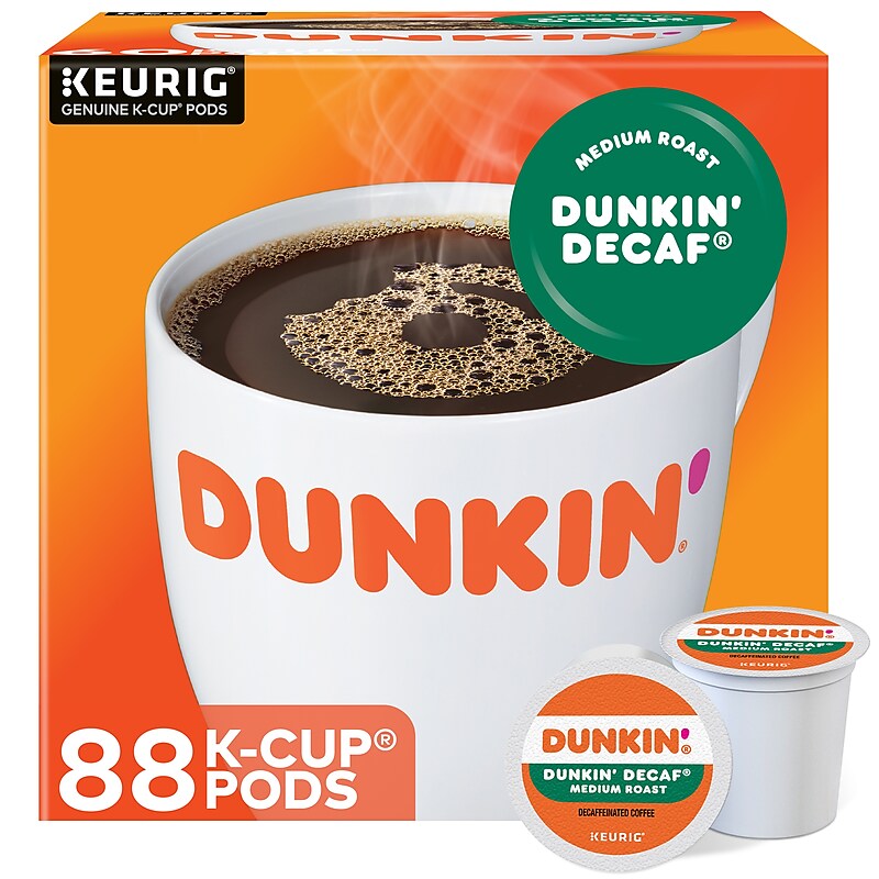Dunkin' Decaf Coffee Keurig® K-Cup® Pods, Medium Roast, 88/Carton (400846) image 1