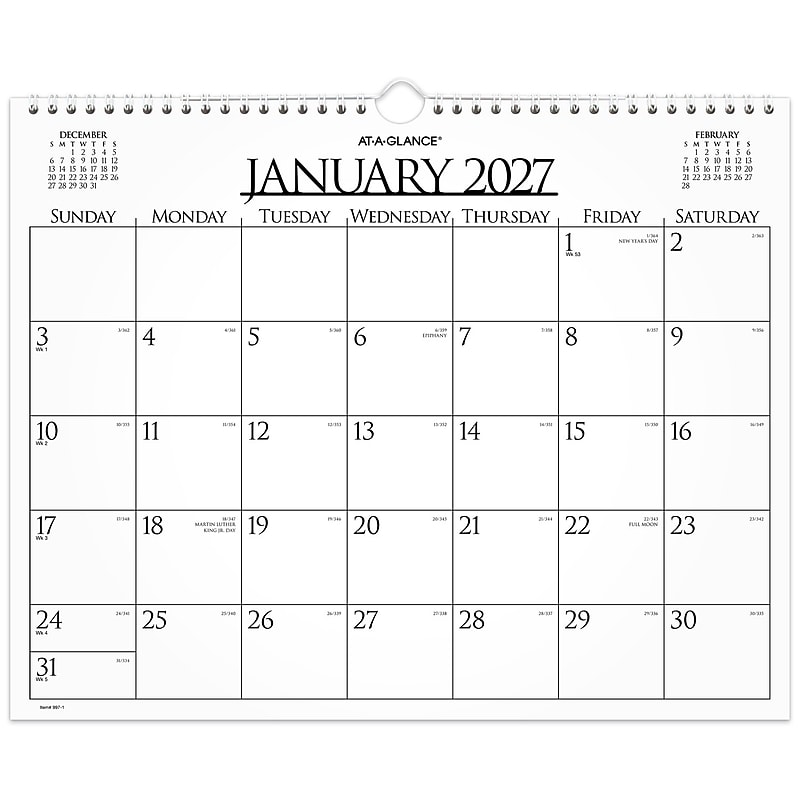 2027 AT-A-GLANCE Business 15" x 12" Monthly Wall Calendar, White/Black (997-1-27) image 1