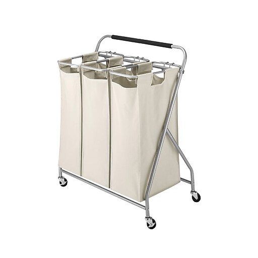Whitmor 3-Section Rolling Laundry Sorter, Metal, (6640-4794) | Staples