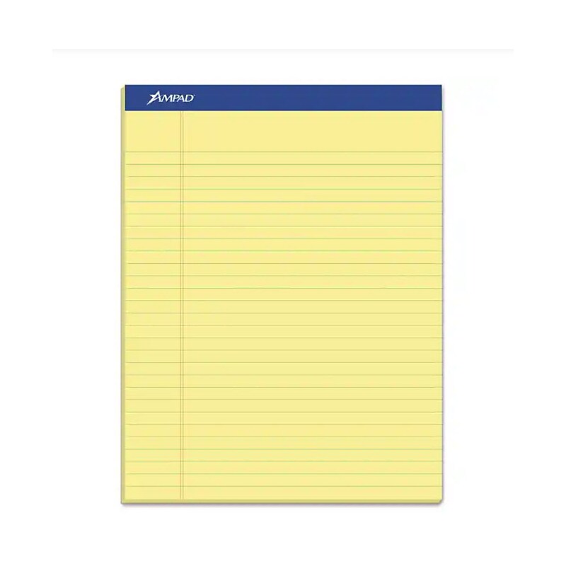 Ampad Evidence Notepad, 8.5" x 11.75", Wide Ruled, Canary, 50 Sheets/Pad, 12 Pads (20-270) image 1