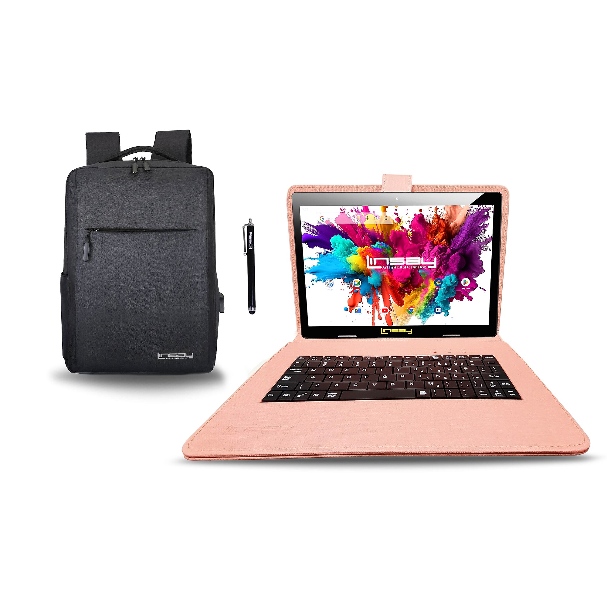 Linsay Octa Core 10.1″ Tablet 128GB Storage, Android 15 Tablet Bundle with Keyboard Case Backpack and Sylus Pen Sansujyuku sansujyuku.com