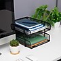 Mind Reader 2-Tier Stackable Paper Desk Tray, Metal Mesh, Black, 2/Set (2CSTACK2-BLK)~#|#~056F664E-39F9-4A9A-A64C9EC0479B7A93_sc7