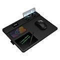 Delton S8/D101 Wireless Optical Mouse with Non-Skid Mouse Pad with Wireless Charging, Digital Notes, and Phone Stand, Black
