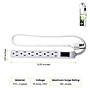Power by GoGreen 6 Outlet Mini Surge Protector, 2' Cord, White (GG-16103MIN)~#|#~05710929-DCD6-4E78-8E5C192314F4F15C_sc7